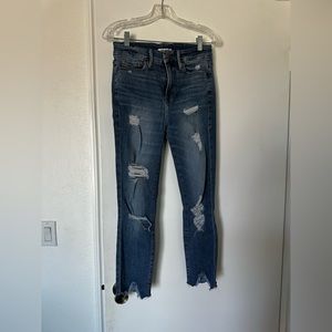 Good American Good Legs Distressed GLFFT899T BLUE218 Jeans 8/29 Fray Front